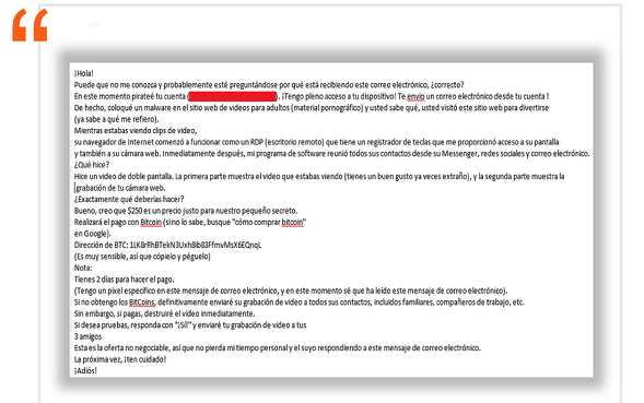 La Policía advierte de un nuevo envío masivo de mails destinados a la extorsión y el pago de dinero