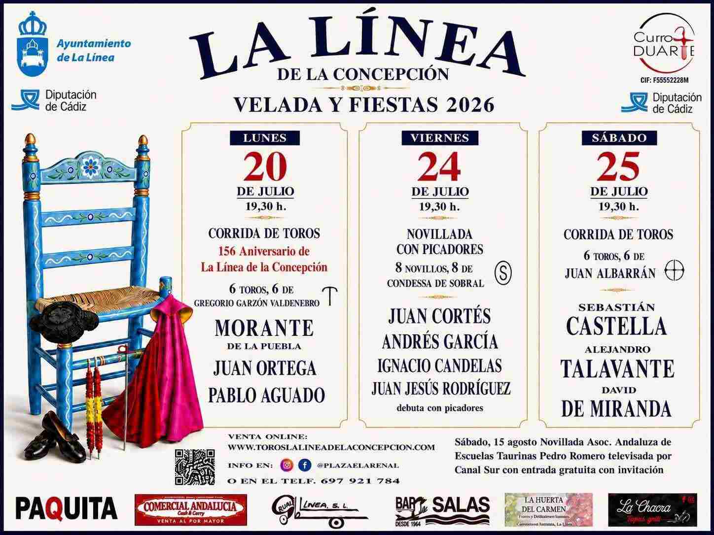 La Línea presenta los tres carteles taurinos para la Velada y Fiestas 2026
