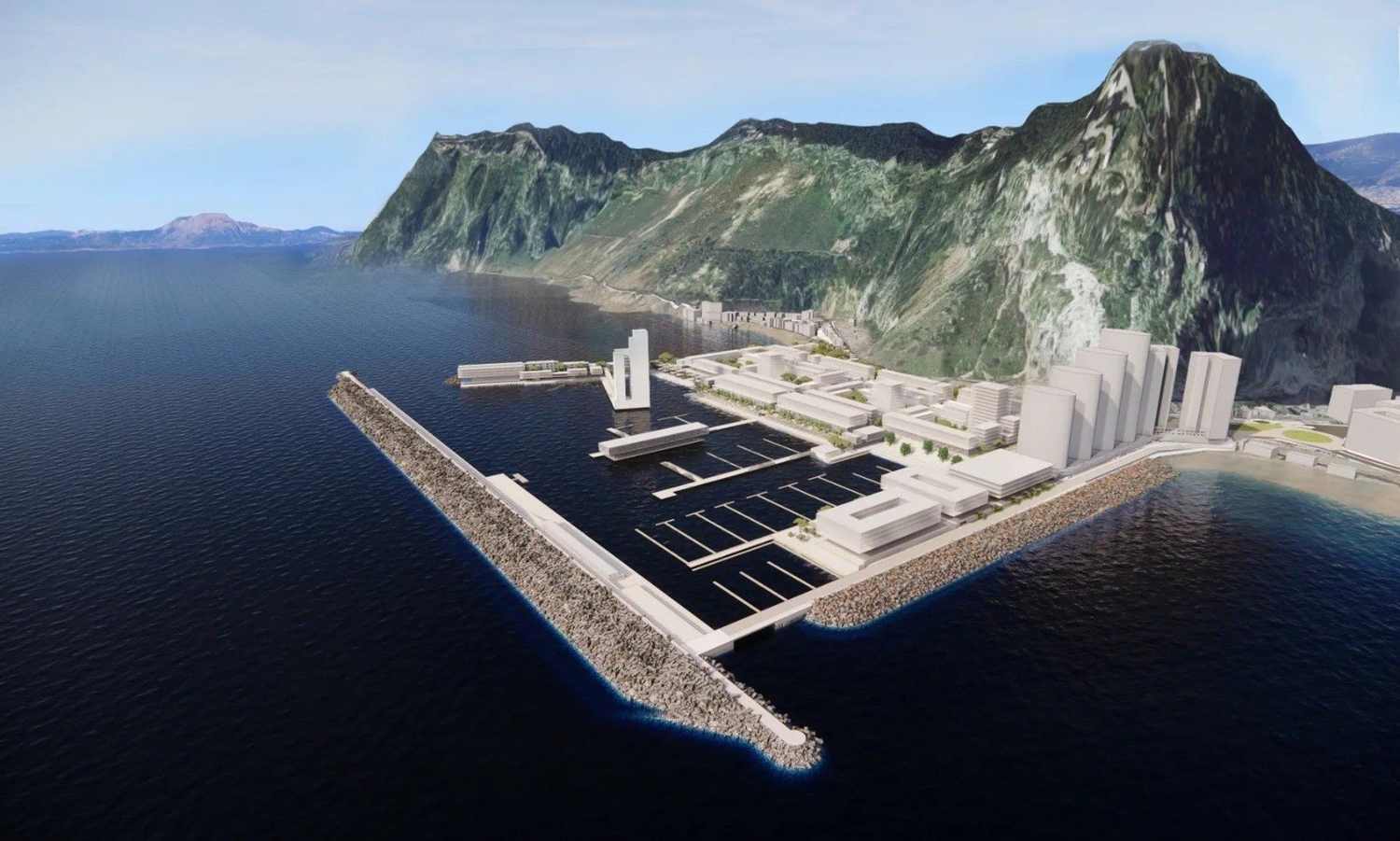 Gobierno y PP coinciden en denunciar que el proyecto Eastside de Gibraltar se erige en aguas españolas